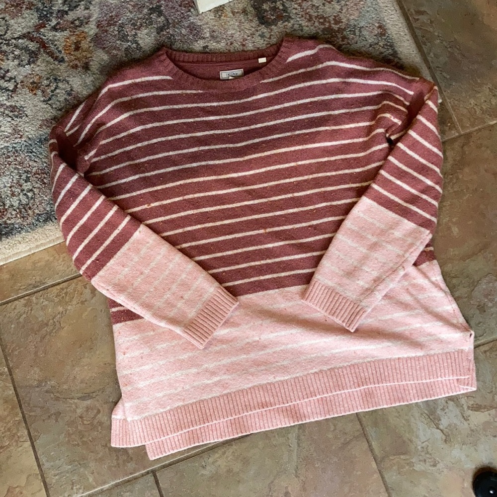 Fat Face Sweater LS Rose Color-block Striped M
